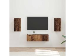 Vidaxl Conjunto de Gabinete de Parede para Tv 4 Pcs Madeira Antiga