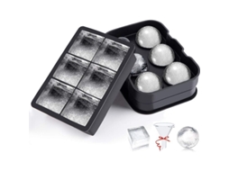 2 Formas de Gelo de Silicone com Tampas, Cubos Quadrados Grandes e Esferas para Coquetéis e Uísque