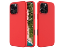 Capa De Silicone Para Iphone 16 Pro Max - Cor Sólida, Proteção Fina E Antiaderente - Vermelha