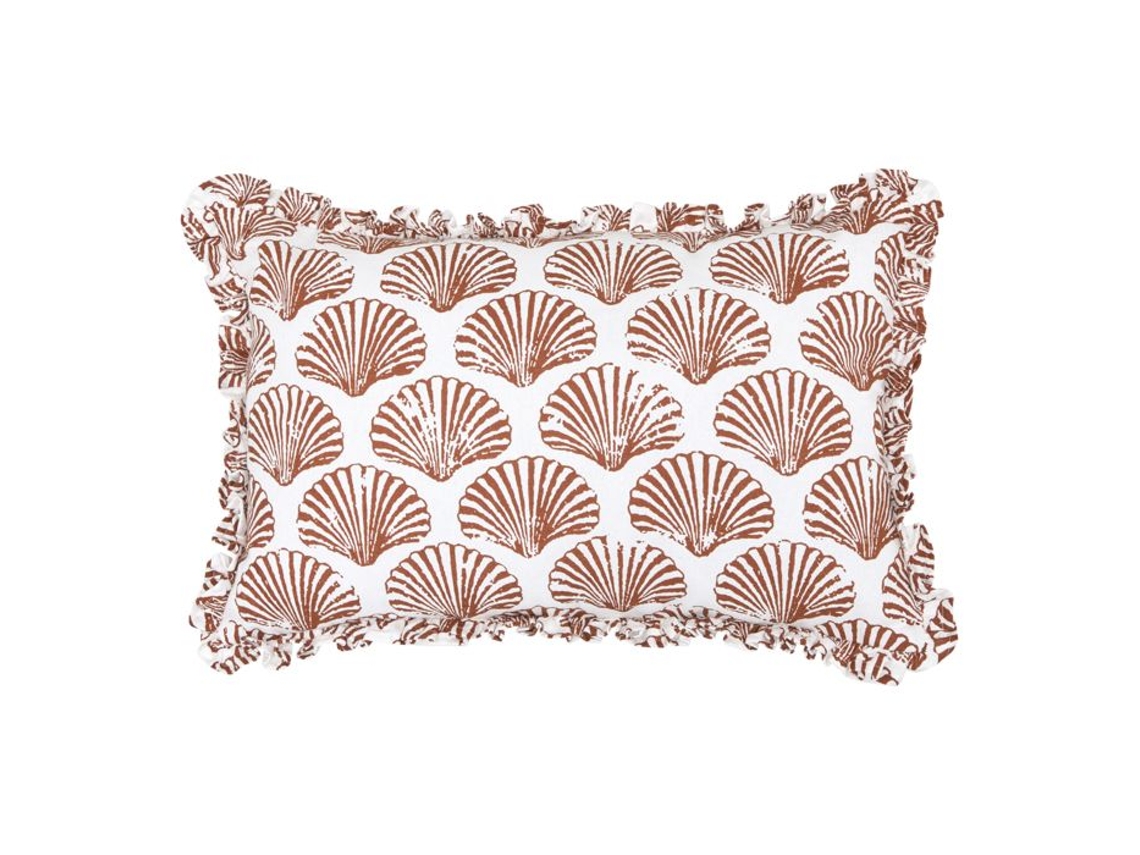 Cushion Retangular De Algodão Com Estampa De Concha Terracota 38x58 Cm