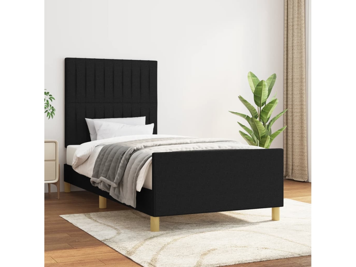 Estrutura De Cama Sem Colchão 80x200 Cm Tecido Preto