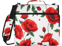 Bolsa Organizadora Com Zíper, Compartimento Laptop E Porta Arquivos De 3 Argolas Da Red Poppies Trabalhos Escolares