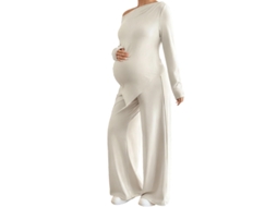 Conjunto de Duas Peças para Gestante, Incluindo Blusa e Calça, Branco, M PANOONA