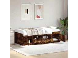 Vidaxl Sofá-cama Com Gavetas Sem Colchão 90x190 Cm Carvalho Fumado
