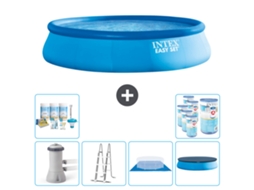 Piscina Inflável Redonda INTEX Easy Set 457 X 107 Cm Azul Inclui Bomba Escada Lençol Cobertura Pacote de Manutenção Filtros