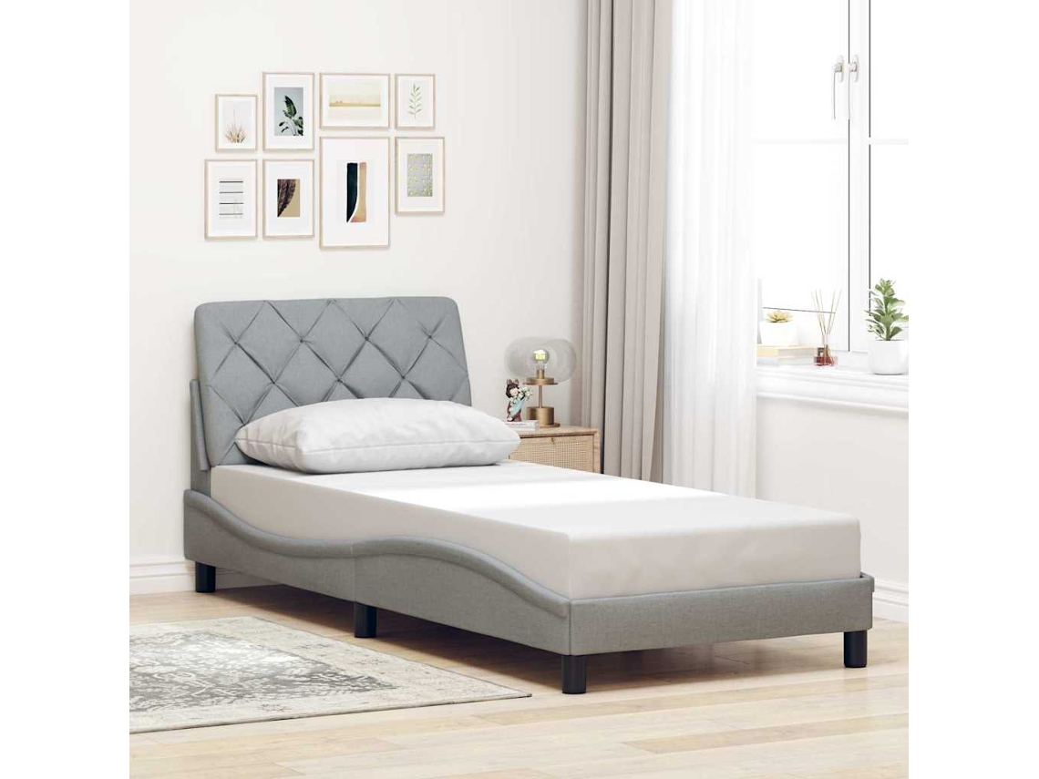 Vidaxl Estrutura De Cama Sem Colchão 90x190 Cm Tecido Cinzento-claro