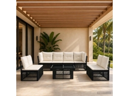 Vidaxl Conjunto De Sofá De Jardim 9 Unid. Preto Vime Pe