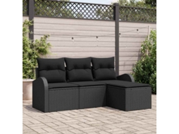 Vidaxl Conjunto De Sofás 4 Unid. Preto Vime Pe