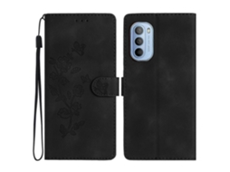 Capa De Couro Para Celular Com Estampa De Borboleta E Flor