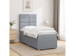 Vidaxl Cama Box Spring Com Colchão Cinzento-claro 90 X 200 Cm Tecido
