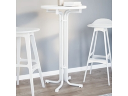 Vidaxl Mesa De Bar Ø60x110 Cm Derivados De Madeira E Aço Branco