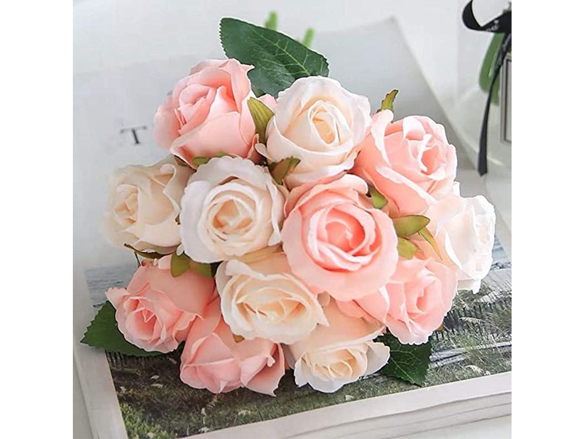 Buquê de 24 Rosas Artificiais de Seda com Haste. AQUAFORGE