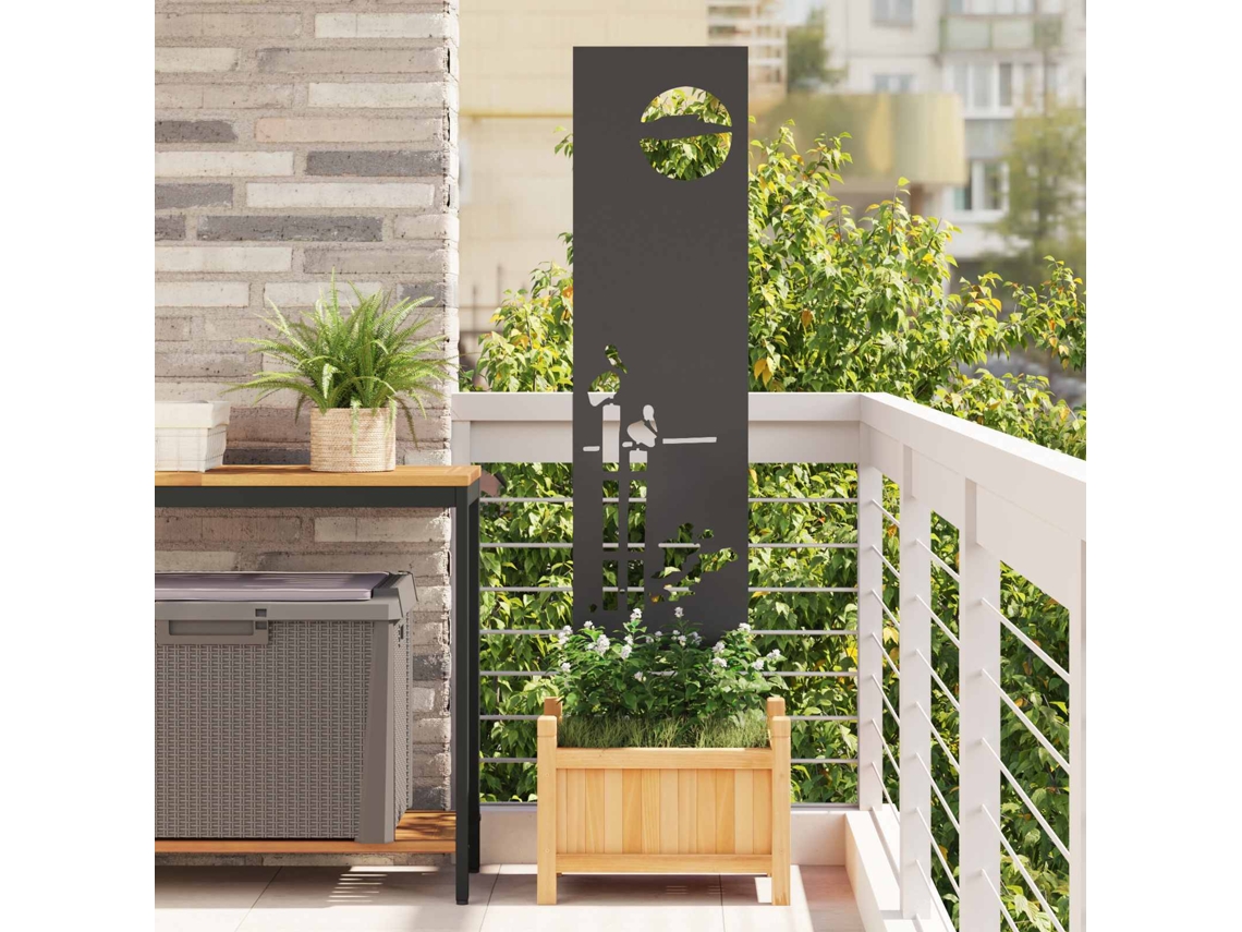 Vidaxl Tela De Privacidade Para Jardim Fretwork Preto 32 X 140 Cm