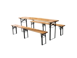 Conjunto de Mesa e Cadeiras de Jardim Dobráveis ZIWEI STORE, 220 cm, Inclui 1 Mesa Dobrável + 2 Bancos