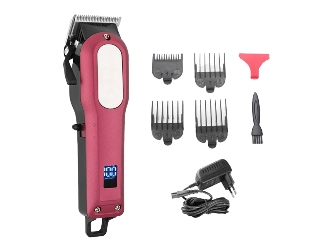 Máquina de Cortar Cabelo Recarregável para Homens Kit de Barbeiro Profissional Máquina de Cortar Cabelo Elétrica para Casa Vermelho