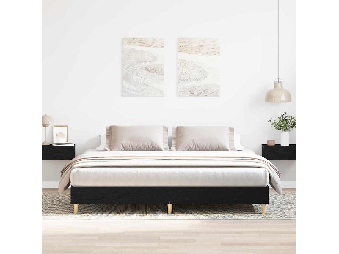 Vidaxl Estrutura Da Cama Carvalho Preto 203 X 163 X 25 Cm