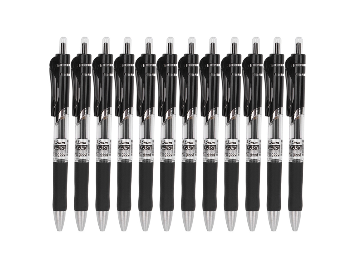 Canetas Gel 0.5mm Ponta Projétil Preto 12un