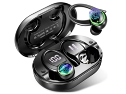 Fones Intra auriculares C/ Microfone Bluetooth 5.2 Display Led, Verdadeiros Sem Fio, Ipx5 Preto JIAPEI