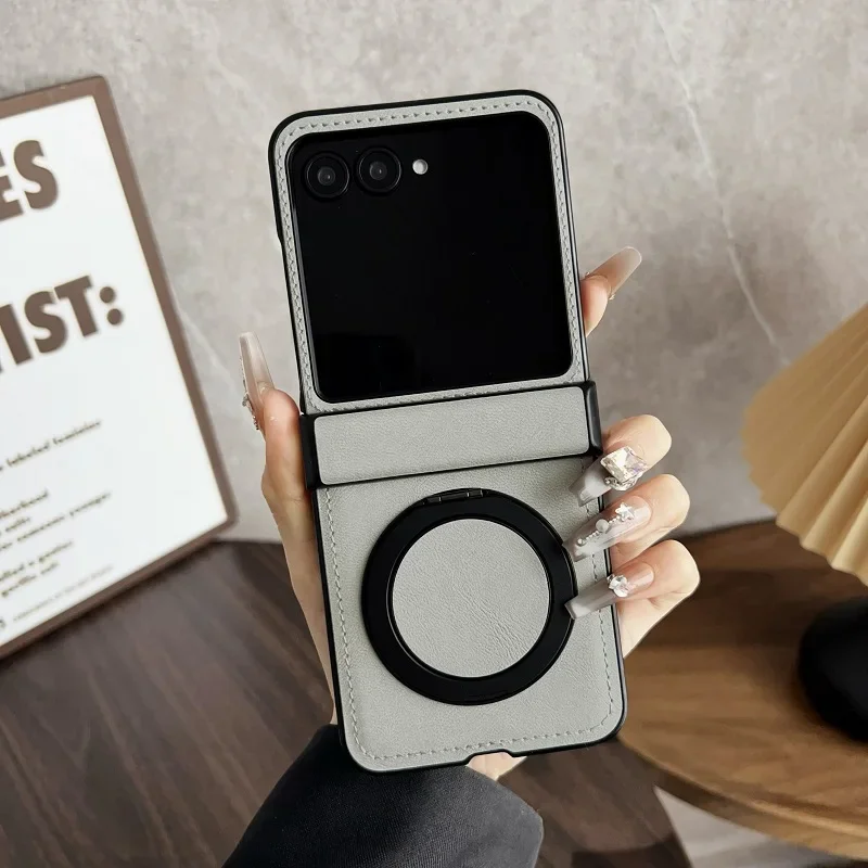 (cinza, Motorola Razr 50 Ultra) Capa Para Celular, Capa Com Proteção Magnética Para A Dobradiça Em Couro Macio, Resistente A Riscos E Durável