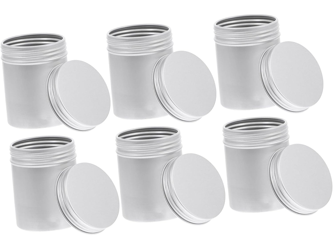 Conjunto De 6 Potes De Alumínio Para Cosméticos