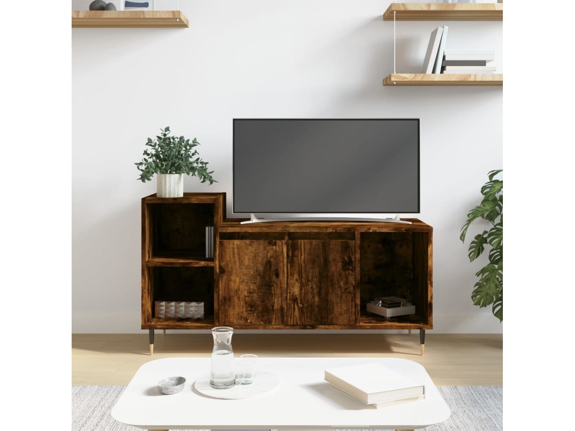Vidaxl Móvel P/ Tv 100x35x55 Cm Madeira Processada Carvalho Fumado