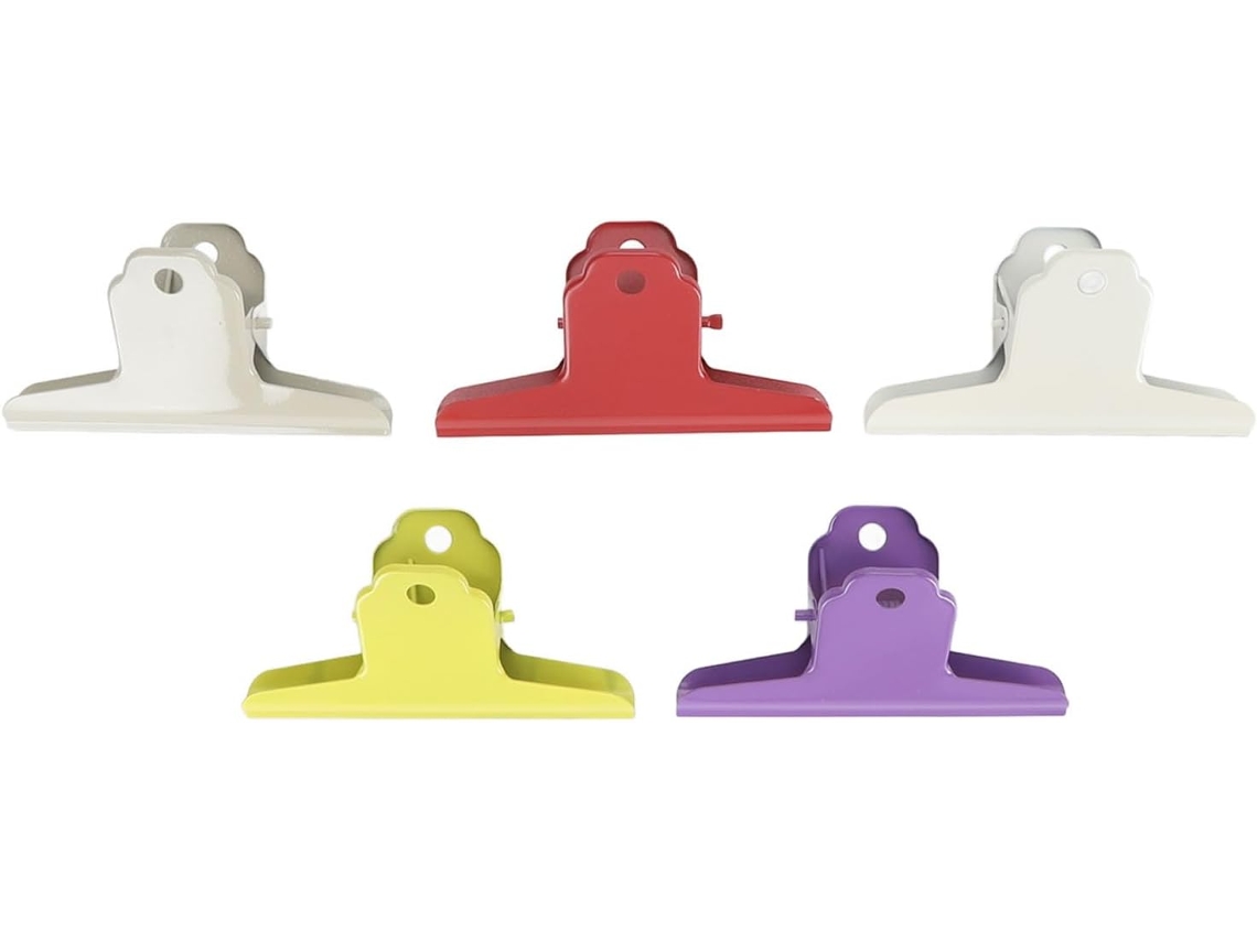 Conjunto De 5 Prendedores Metal Coloridos Com Dobradiça, Prendedores De Papel Grandes Encadernação E Presilhas Mola