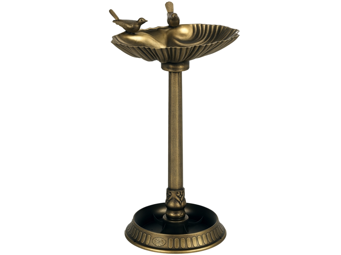 Banho de Pássaros de jardim com design de concha bronze