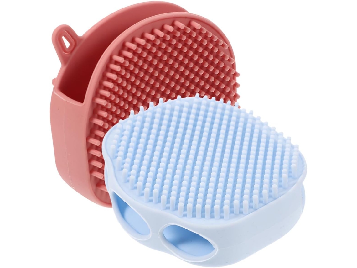 Escova De Banho Esfoliante 2-unidades Com Design Ergonômico E Orifícios Para Limpeza Profunda Da Cabeça Do Corpo