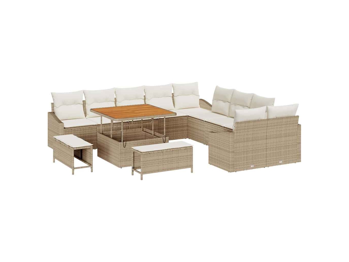 Maison Exclusive - Conjunto De Sofá De Jardim 13 Pcs Bege Rattan Sintético