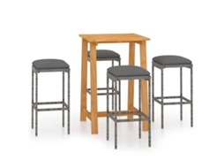 Maison Exclusive - 5 Pcs Conjunto De Bar Para Jardim Com Almofadões Cinzento