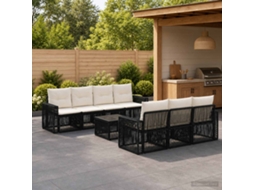 Vidaxl Conjunto De Sofá De Jardim 8 Unid. Preto Vime Pe