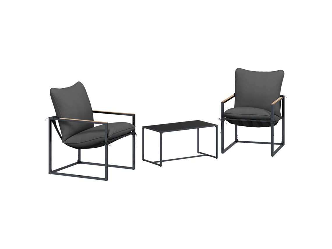 Maison Exclusive - Conjunto De Sofá De Jardim 3 Pcs Preto E Anthracite Aço