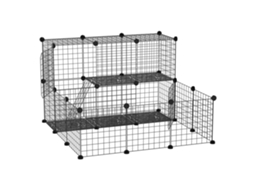 Recinto Para Pequenos Animais Diy Com 24 Painéis Com Grade Metálica Recinto Modular Para Coelhos Chinchilas 105x105x70cm