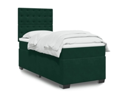 Vidaxl Cama Com Molas/colchão 100x200 Cm Veludo Verde-escuro