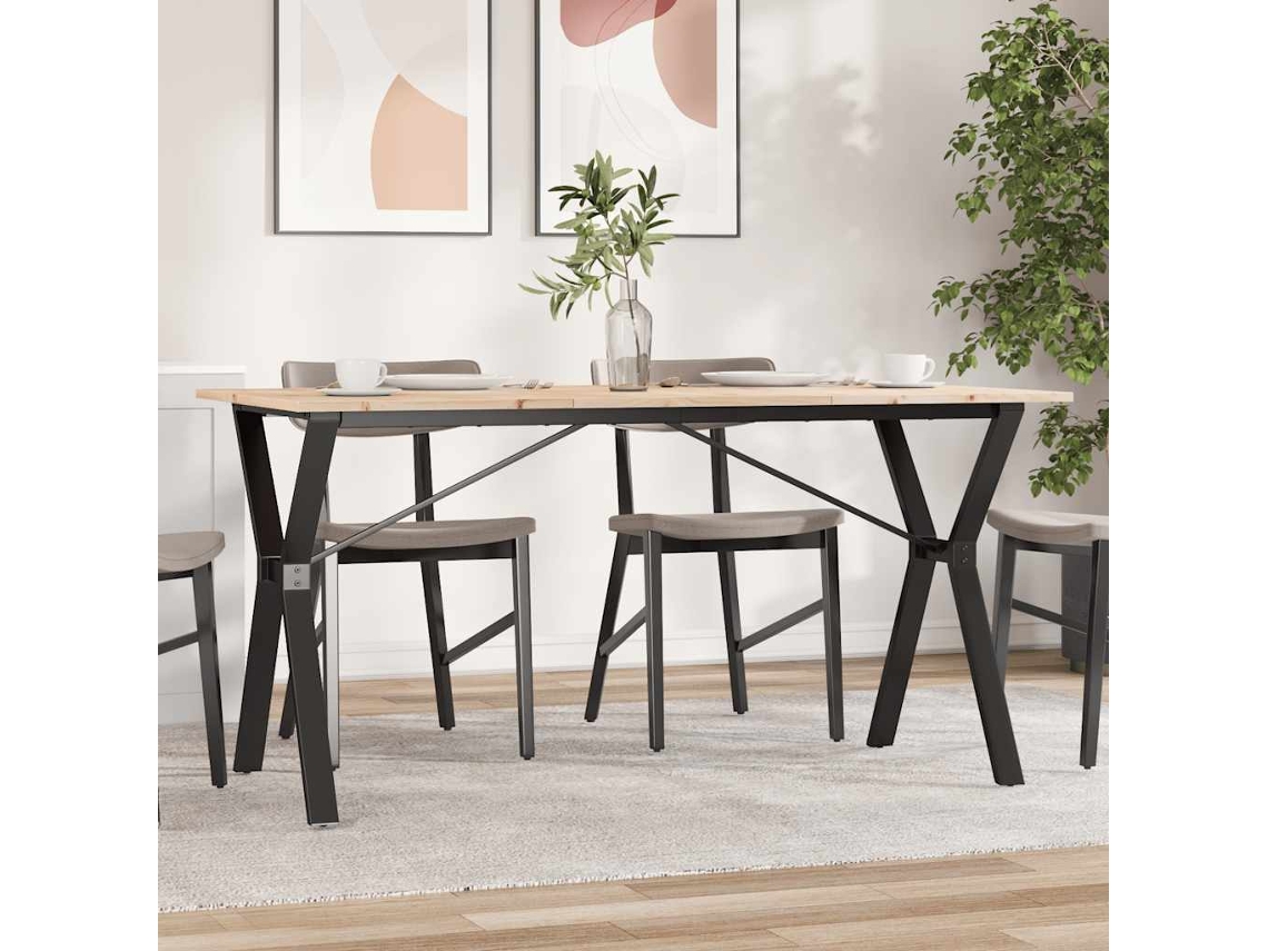 Vidaxl Mesa De Jantar Estrutura Em Y 140x80x75cm Pinho E Aço