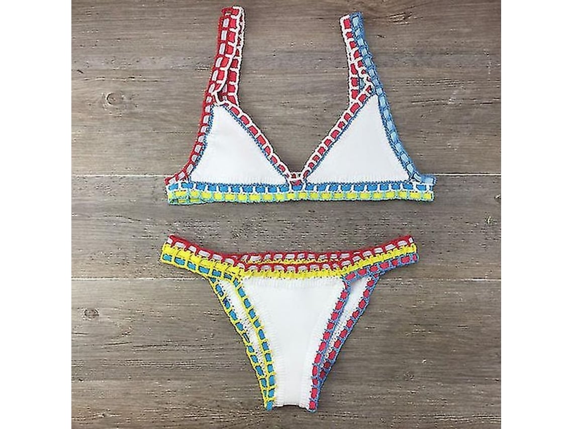 2026 traje de Banho Bikini Crochê Feminino Sexy Bandagem Brasileiro Sem Lã Poliéster Elástico Tamanho Normal 2023