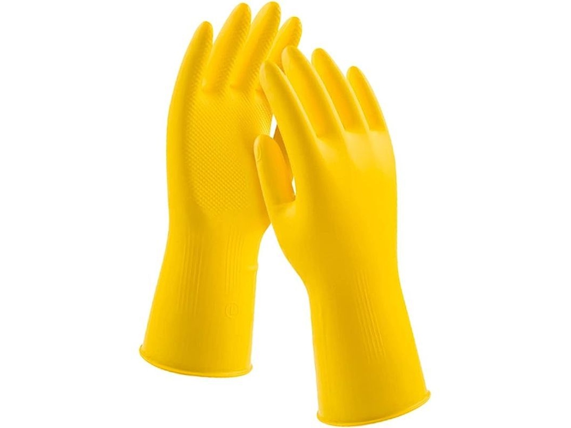 2026-guantes De Látex Impermeables Para Cozinha 2 Pares Tamanho L Amarelo Limpeza Proteção