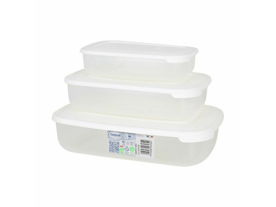 Conjunto de 3 Lancheiras TONTARELLI Family Branco Retangular 29,6 X 19,8 X 7,7 Cm 3 Unidades