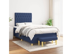 Vidaxl Cama Com Molas/colchão 120x200 Cm Tecido Azul