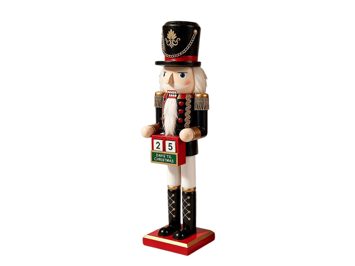 Decoração De Calendário De Advento, Soldado Noz De Natal De Madeira, Blocos Giratórios, 15 Polegadas