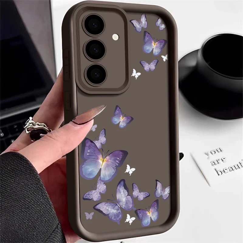 Capa Macia (marrom) Com Estampa De Borboleta Para Celular Samsung Galaxy A14