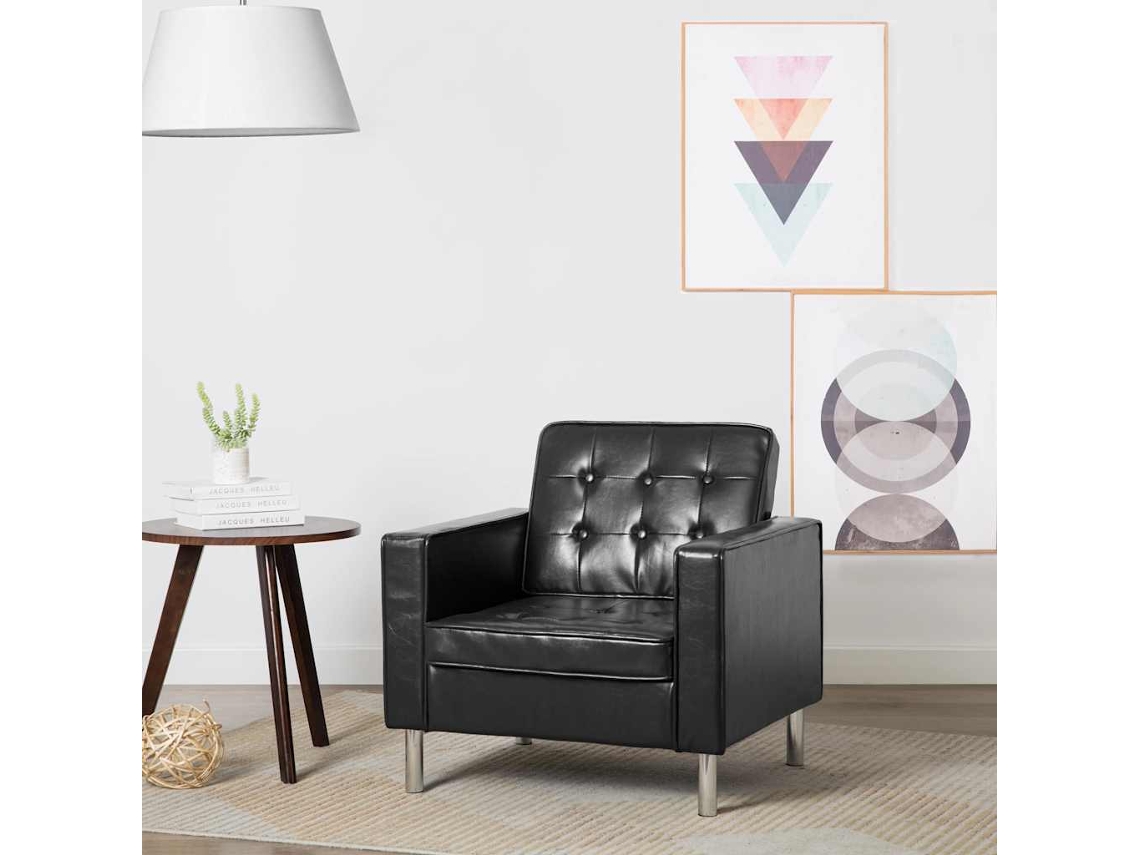 Vidaxl Poltrona Preta 75x70x75 Cm Couro Sintético