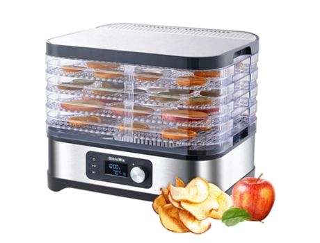 Desidratador de Secador de Alimentos BIOLOMIX Bd1200 5 Bandejas Bpa Free Temporizador Digital Controle de Temperatura