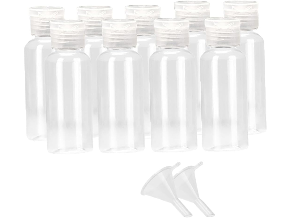 Conjunto De 17 Peças Com Mini Funis E Frascos De Plástico Recarregáveis