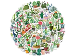 100 Adesivos De Plantas, Cactos E Suculentas Para Artesanato, Scrapbooking, Decoração De Diários, Verde 100 Adesivos De Plantas, Cactos Gokoco