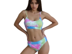 Biquíni SFUSHOS cintura alta, push up, estampa tingida