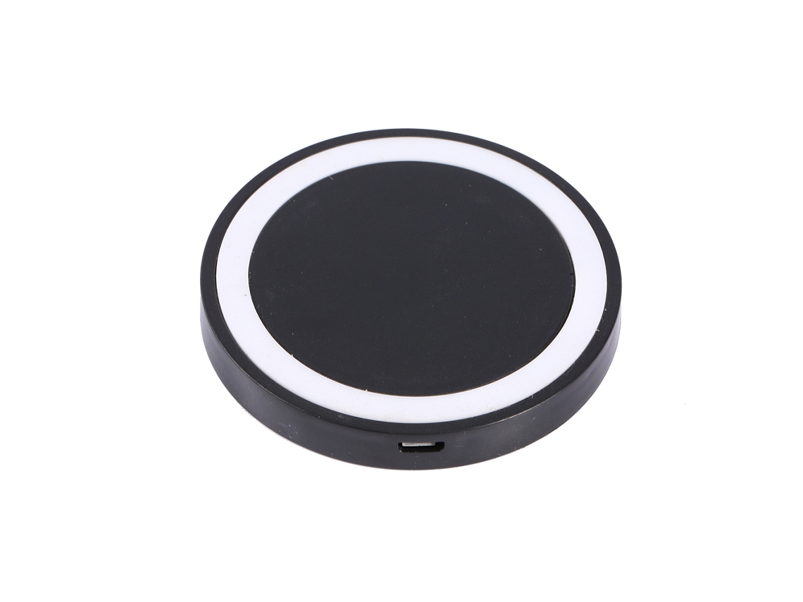 Transmissor de Carregador Sem Fio EOOCOO compatível com Qi, com fundo preto e branco