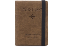 Porta-passaporte E Porta, Cartões De Débito Com Bloqueio Rfid, Carteira Multifuncional Em Couro Para Passaporte(marrom)