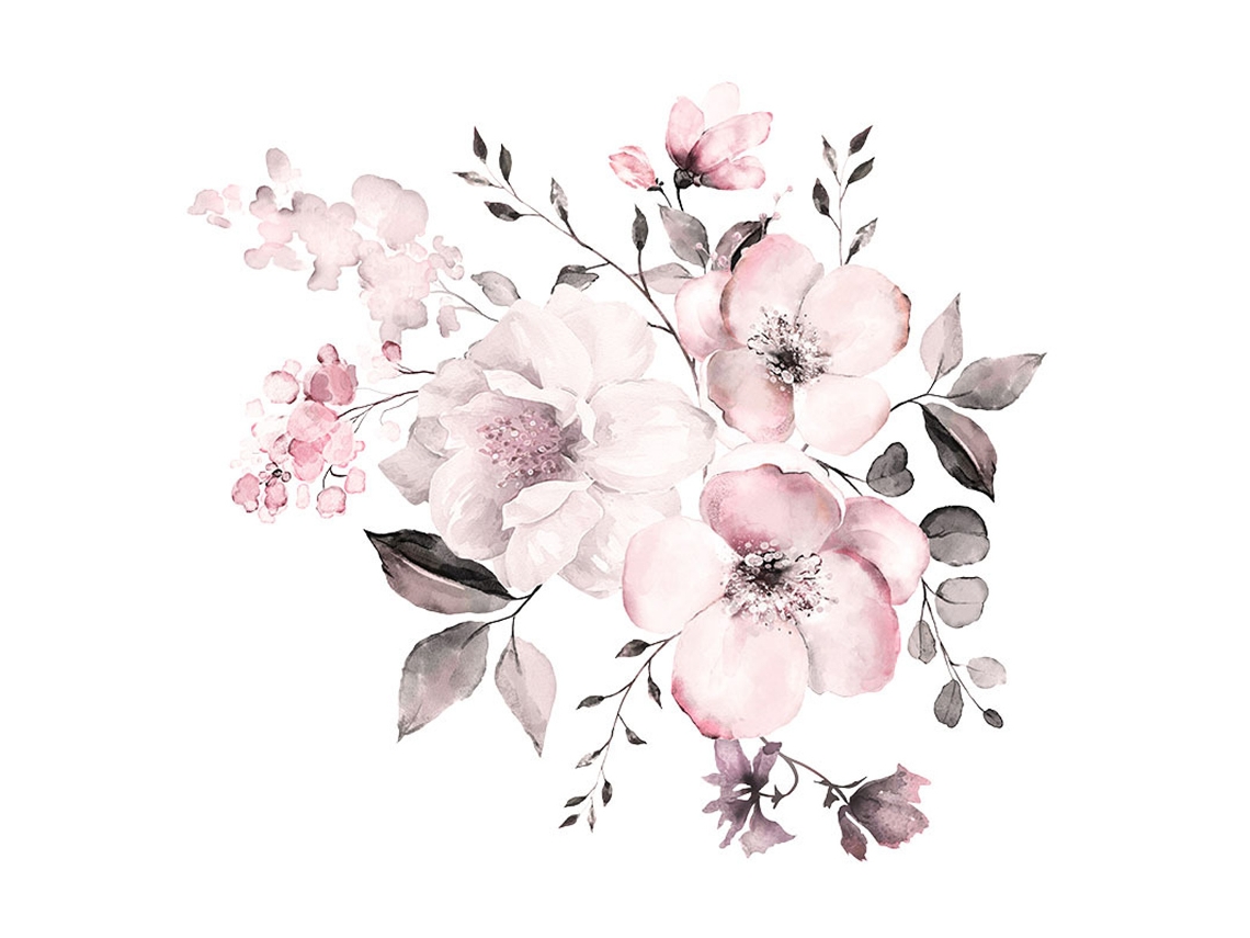 Adesivos Florais Decoração de Parede em Aquarela para Diversos Ambientes NEVEANCE