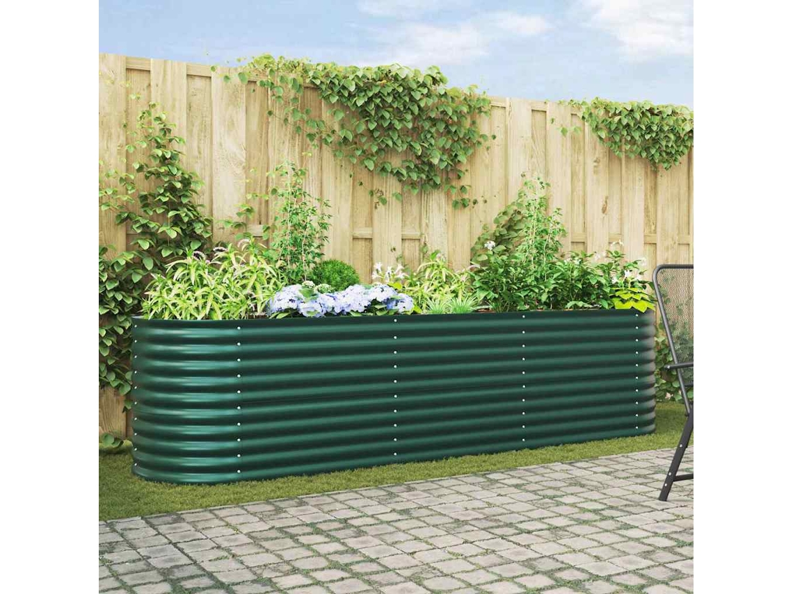 Vidaxl Cama Elevada Verde 320 X 80 X 81 Cm Aço